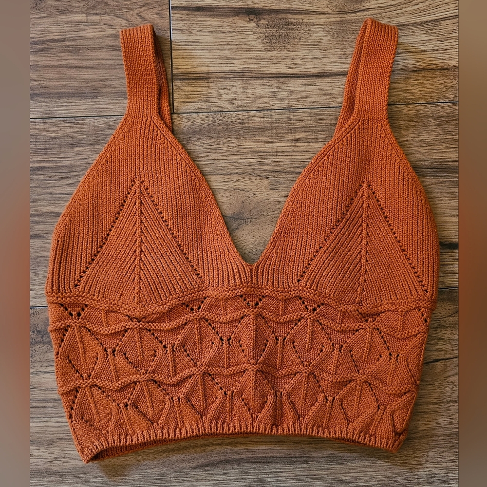 Free People Rust Orange Knit Bralette